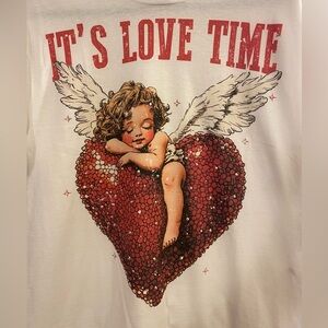 #550 It’s Love Time Bling Graphic Tee - White